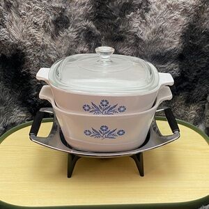 Vintage  Corningware dishes with warming serving tray Set